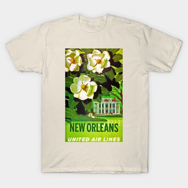 Beautifully Restored United Airlines Vintage Travel Poster - New Orleans T-Shirt by vintageposterco